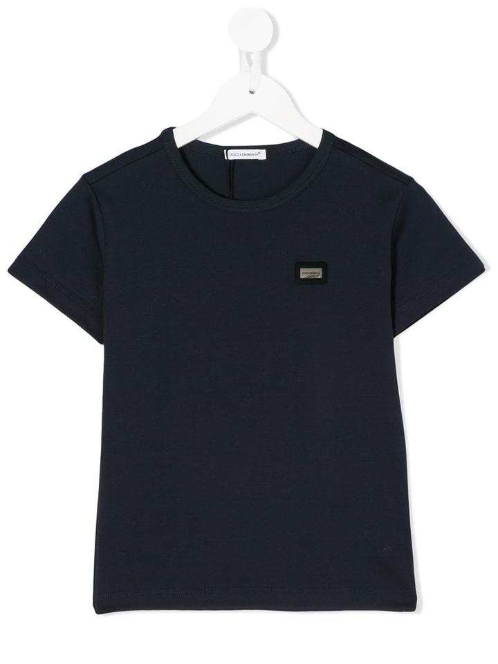 Dolce & Gabbana Kids - Logo T-shirt - Kids - Cotton/calf Leather/zamac - 4 Yrs, Blue