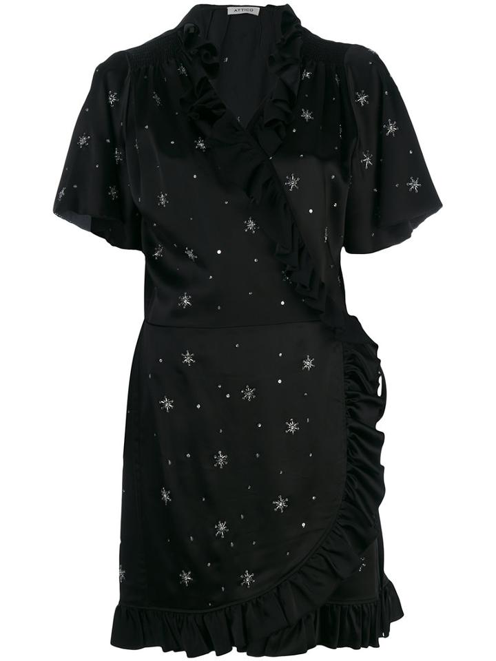 Attico - Ruffle Detail Dress - Women - Polyamide/spandex/elastane/acetate/glass - Iii, Black, Polyamide/spandex/elastane/acetate/glass