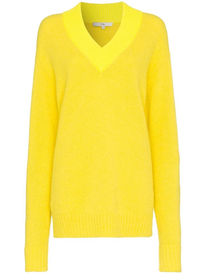 Tibi Knitted V-neck Jumper - Yellow & Orange