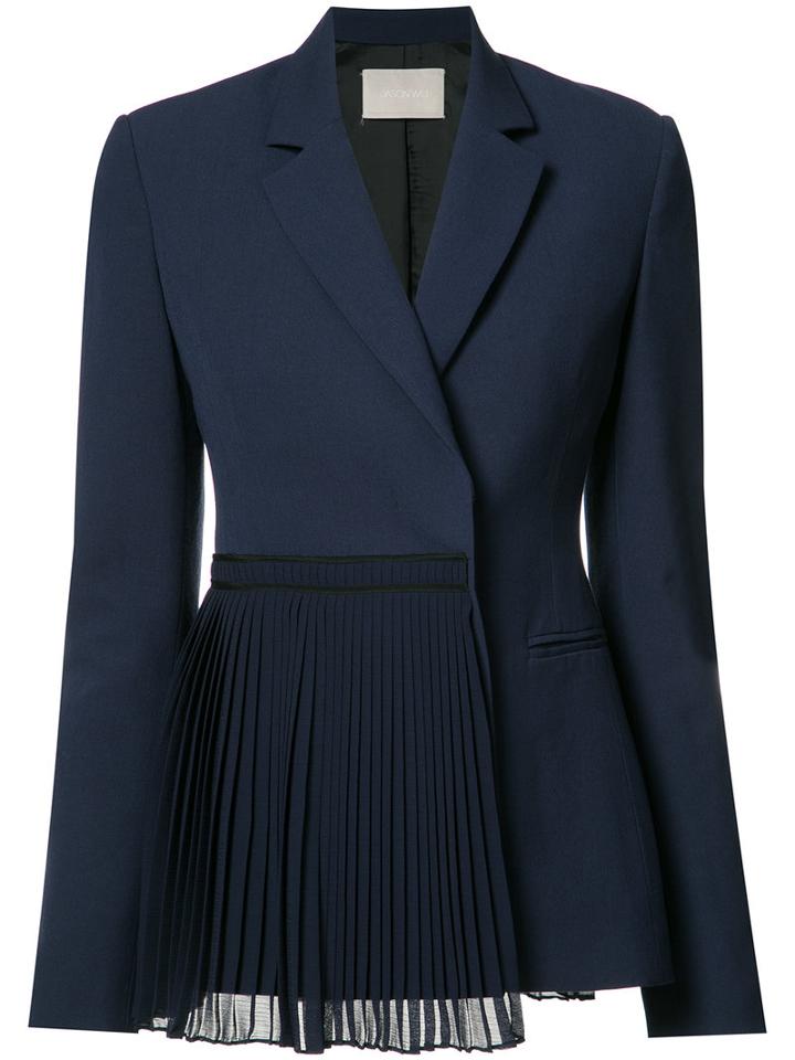 Jason Wu Pleated Panel Blazer, Women's, Size: 8, Blue, Wool