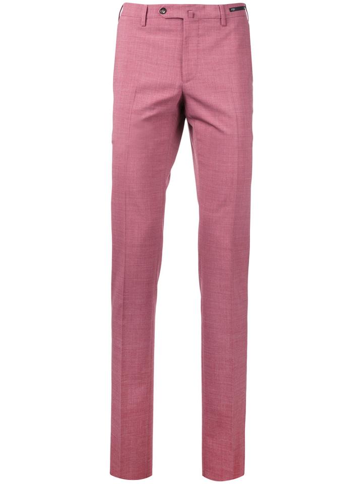 Pt01 Super Slim Cropped Trousers, Men's, Size: 48, Red, Polyester