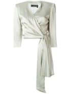 Jean Louis Scherrer Vintage Wrap Tie Cropped Jacket - Grey