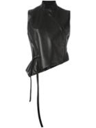 Ann Demeulemeester Asymmetric Zip Fastening Waistcoat, Women's, Size: 40, Black, Cotton/lamb Skin/nylon/wool