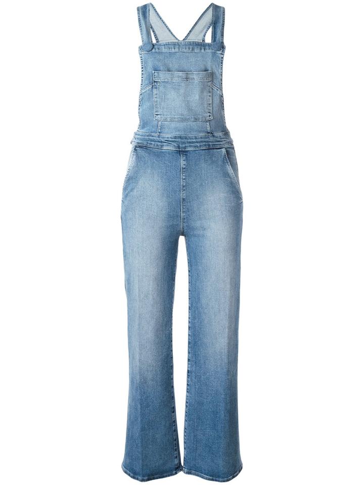 Frame Denim Wide Leg Dungarees, Women's, Size: Small, Blue, Cotton/polyester/spandex/elastane/tencel