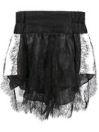 Natasha Zinko Lace Shorts, Women's, Size: 36, Black, Nylon/cotton/silk/leather