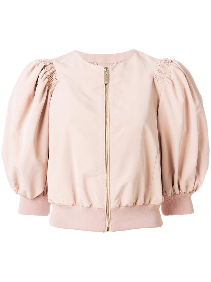 Elisabetta Franchi Puff Sleeve Zipped Jacket - Pink & Purple