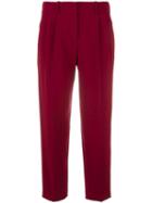 Theory Pleated Detail Cropped Trousers, Women's, Size: 4, Red, Triacetate/polyester/polyurethane