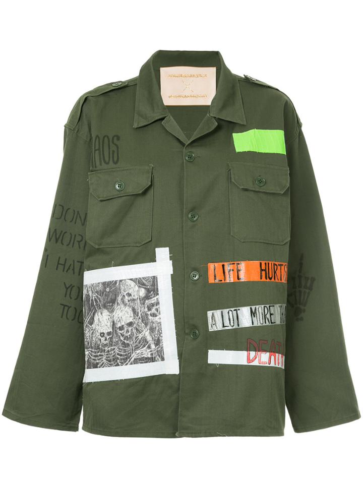 Night Market Patch-work Military Jacket - Green