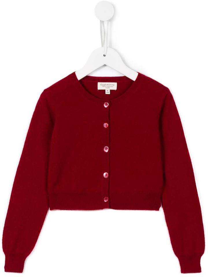 Cashmirino Ribbed Round Neck Cardigan, Toddler Girl's, Size: 3 Yrs, Red