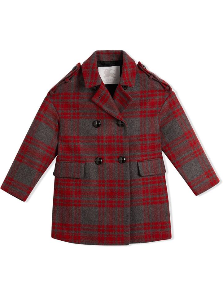 Burberry Kids Tartan Wool Tailored Coat
