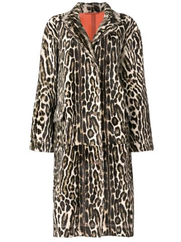 Calvin Klein 205w39nyc Long Leopard Print Coat - Nude & Neutrals