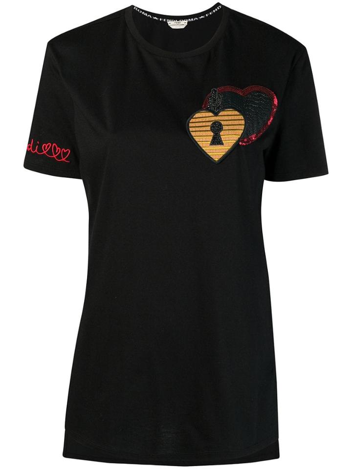 Fendi Heart Patch T-shirt - Black