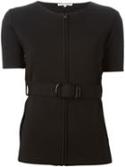 Carven Shortsleeved Belted Cardigan, Women's, Size: Medium, Black, Viscose/nylon