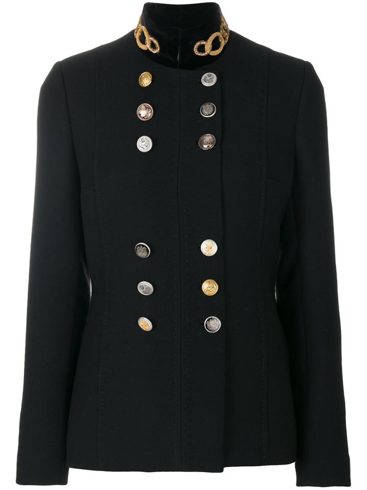 Dolce & Gabbana Embellished Collar Military Jacket - Black