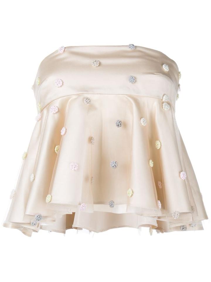 Natasha Zinko Strapless Silk Embroidered Top