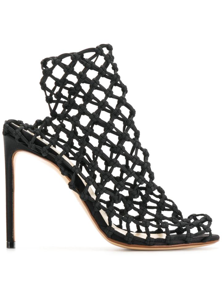 Francesco Russo Elastic Net Sandals - Black