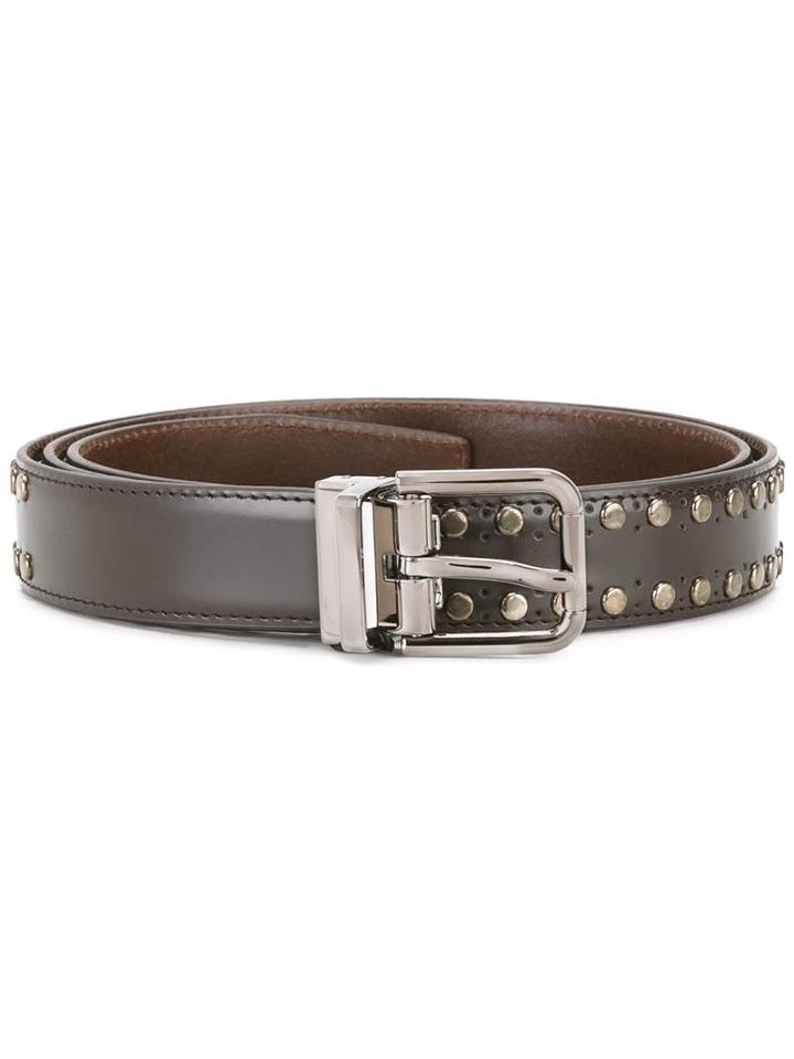Dolce & Gabbana Studded Belt, Men's, Size: 95, Brown, Calf Leather/metal