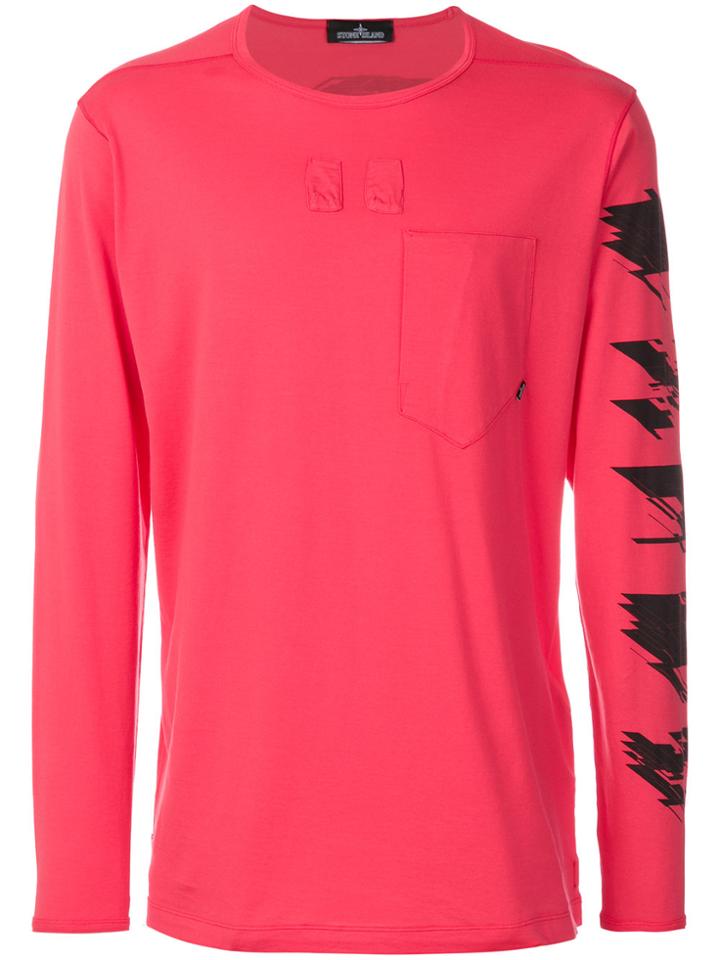 Stone Island Shadow Project Graphic Print Long Sleeve Top - Red