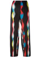 Pleats Please By Issey Miyake Wave (blue) Patterned Trousers, Women's, Size: 4, Polyester