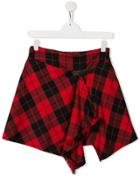 Lapin House Teen Asymmetric Checked Skirt - Red