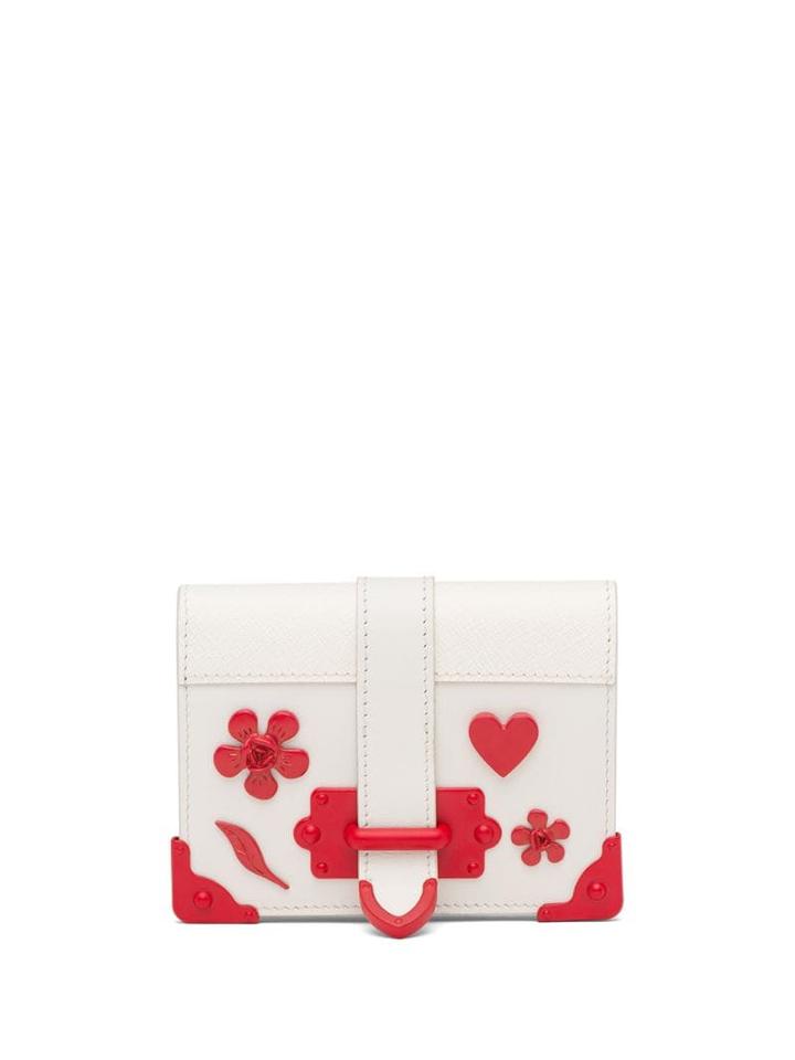 Prada Small Appliqués Purse - White