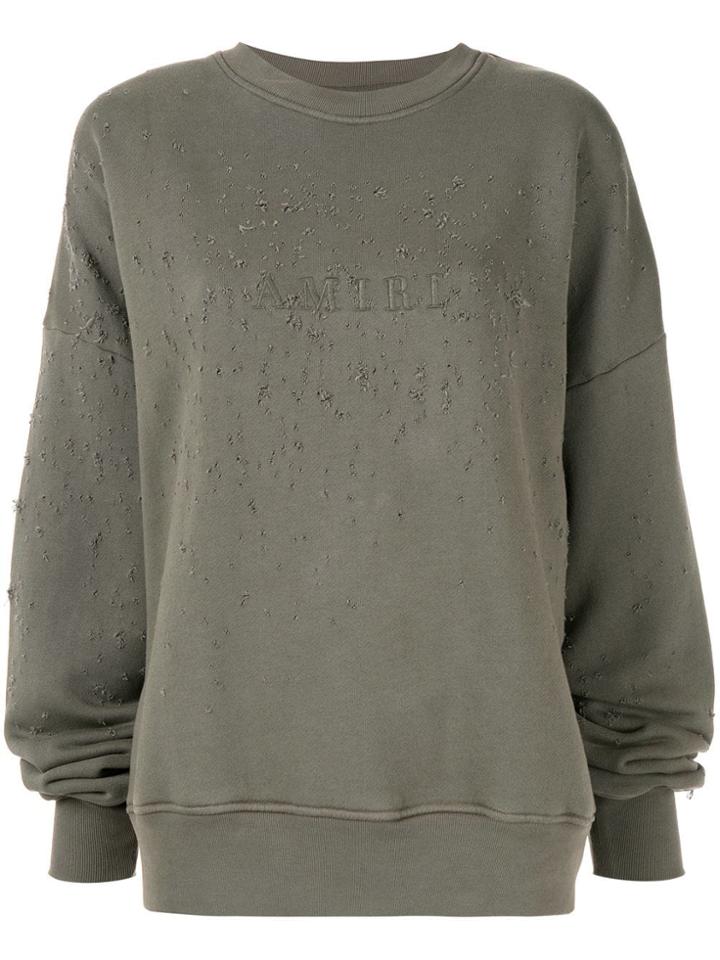 Amiri Logo Print Distressed Sweatshirt - Green