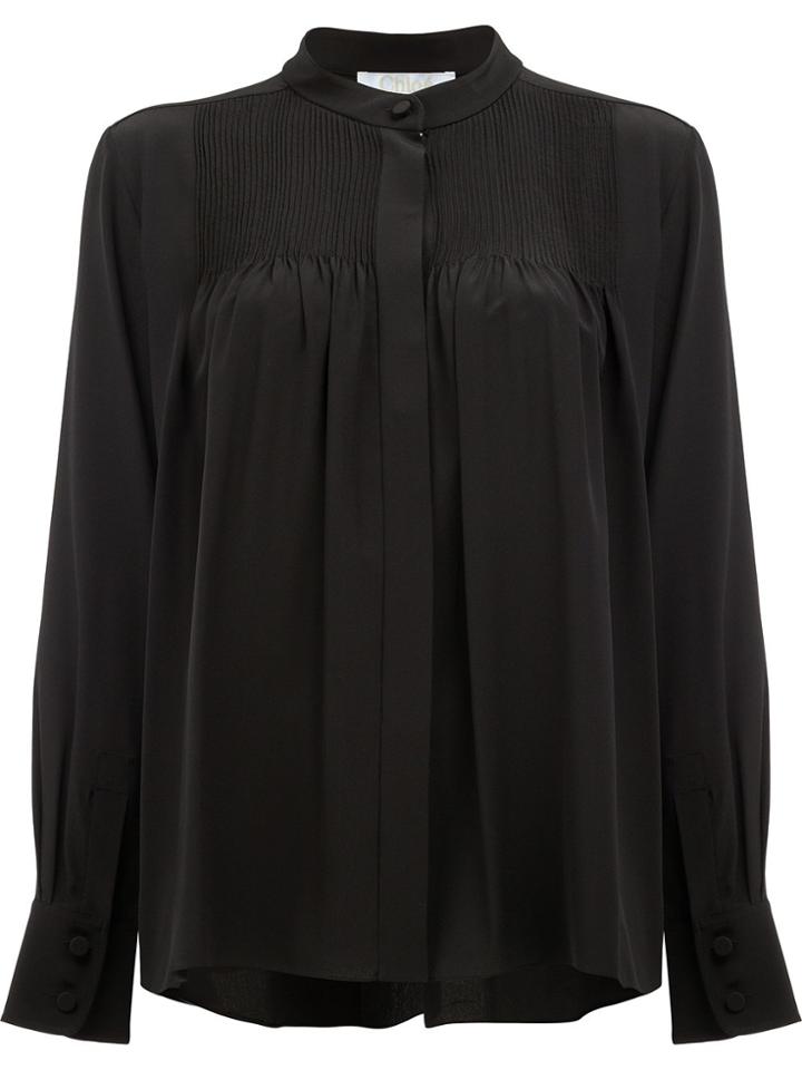 Chloé Pintuck Tailored Blouse - Black
