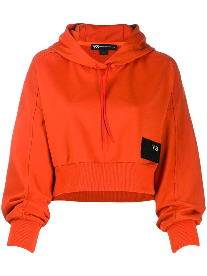 Y-3 Logo-patch Cropped Hoodie - Orange