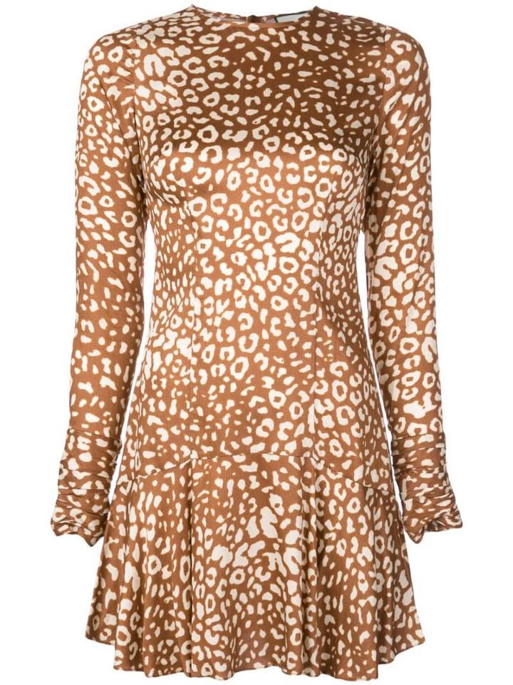 Alexis Leopard Pattern Mini Dress - Brown