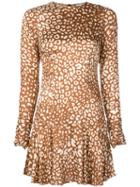 Alexis Leopard Pattern Mini Dress - Brown