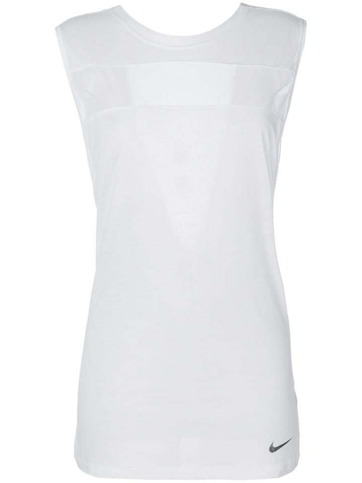 Nike - Mesh-panelled Tank Top - Women - Polyester/spandex/elastane/lyocell - M, White