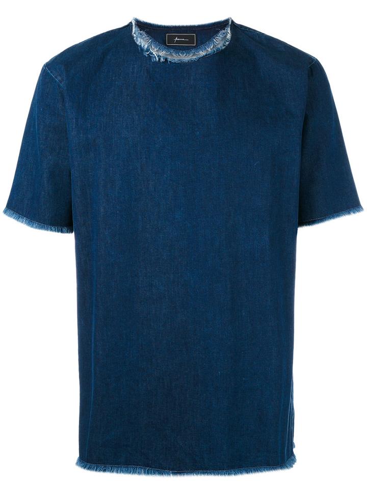 Paura - Denim 'carmine' T-shirt - Men - Cotton - M, Blue, Cotton