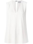 Grey Jason Wu V-neck Sleeveless Top, Women's, Size: 10, White, Polyester/polyurethane