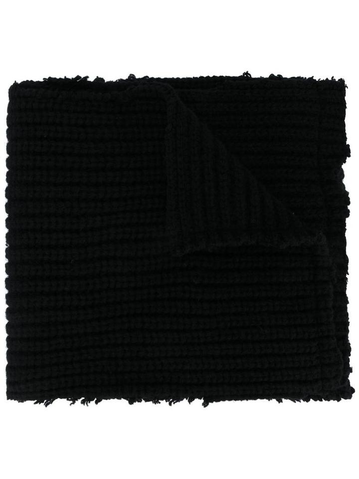 Raf Simons Logo Patch Scarf, Black, Virgin Wool