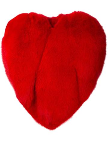 Saint Laurent Heart Shaped Cape, Women's, Size: 38, Red, Silk/linen/flax/fox Fur/wool