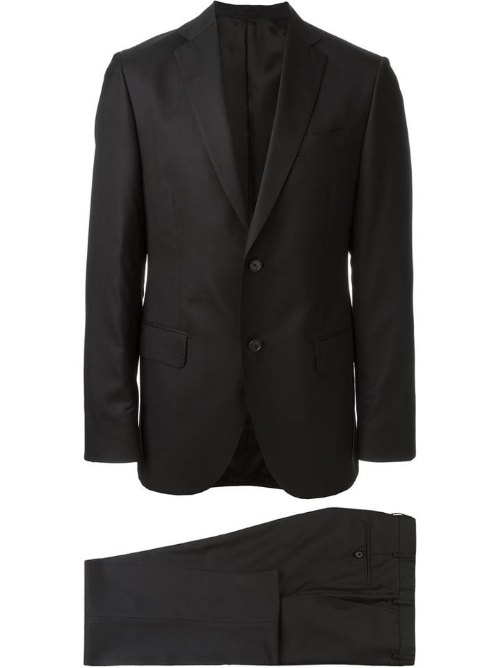 Fashion Clinic Two Piece Suit, Men's, Size: 48, Black, Silk/viscose/wool