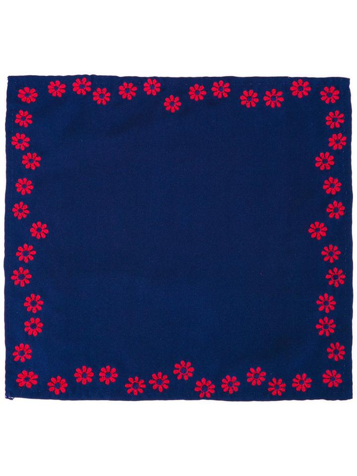 Jupe By Jackie Floral Print Pocket Square, Men's, Blue, Silk