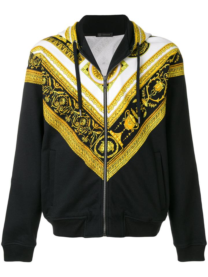 Versace Cornici Print Hoodie - Black