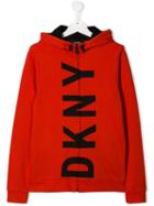Dkny Kids Teen Zip Front Logo Hoodie - Red