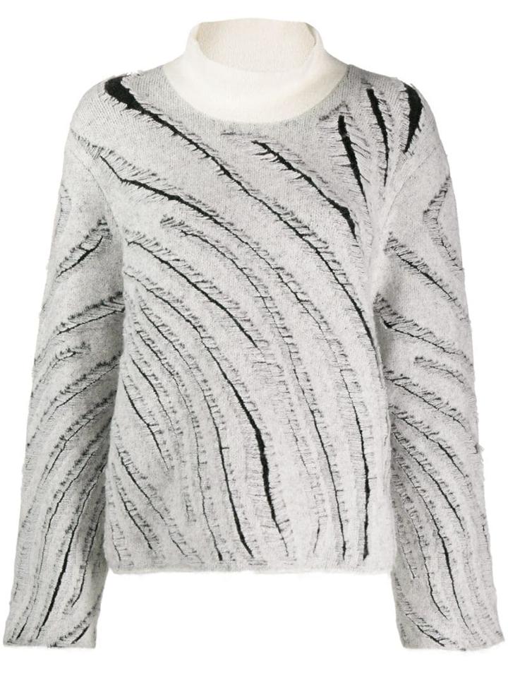 3.1 Phillip Lim Diagonal Knitted Stripes Jumper - White