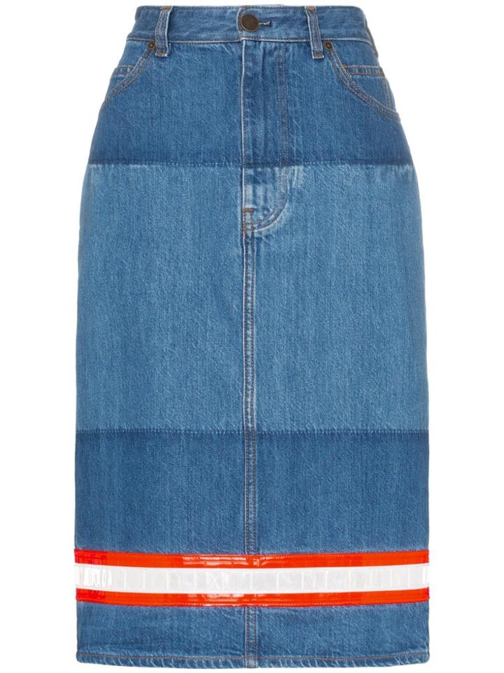 Calvin Klein 205w39nyc Reflective Tape Denim Pencil Skirt - Blue
