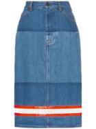 Calvin Klein 205w39nyc Reflective Tape Denim Pencil Skirt - Blue