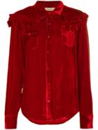 Laneus Long Sleeved Ruffled Detail Shirt - Red