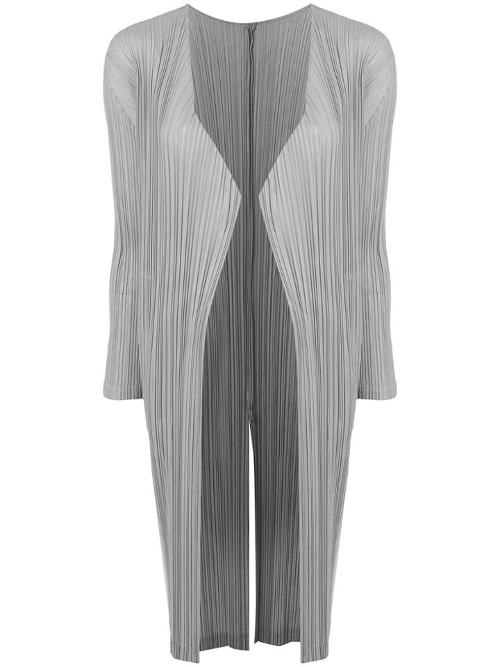 Pleats Please By Issey Miyake Long Pleated Cardigan - Grey