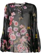 Giambattista Valli Floral Print Blouse, Women's, Size: 44, Black, Silk