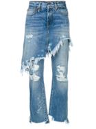 R13 Skirted Distressed Jeans - Blue