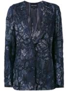 Giorgio Armani - Sequin Embellished Jacket - Women - Viscose/cotton/polyamide/silk - 42, Blue, Viscose/cotton/polyamide/silk