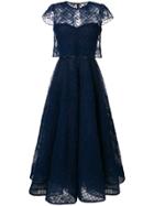 Marchesa Notte Layered Lace Strapless Party Dress - Blue