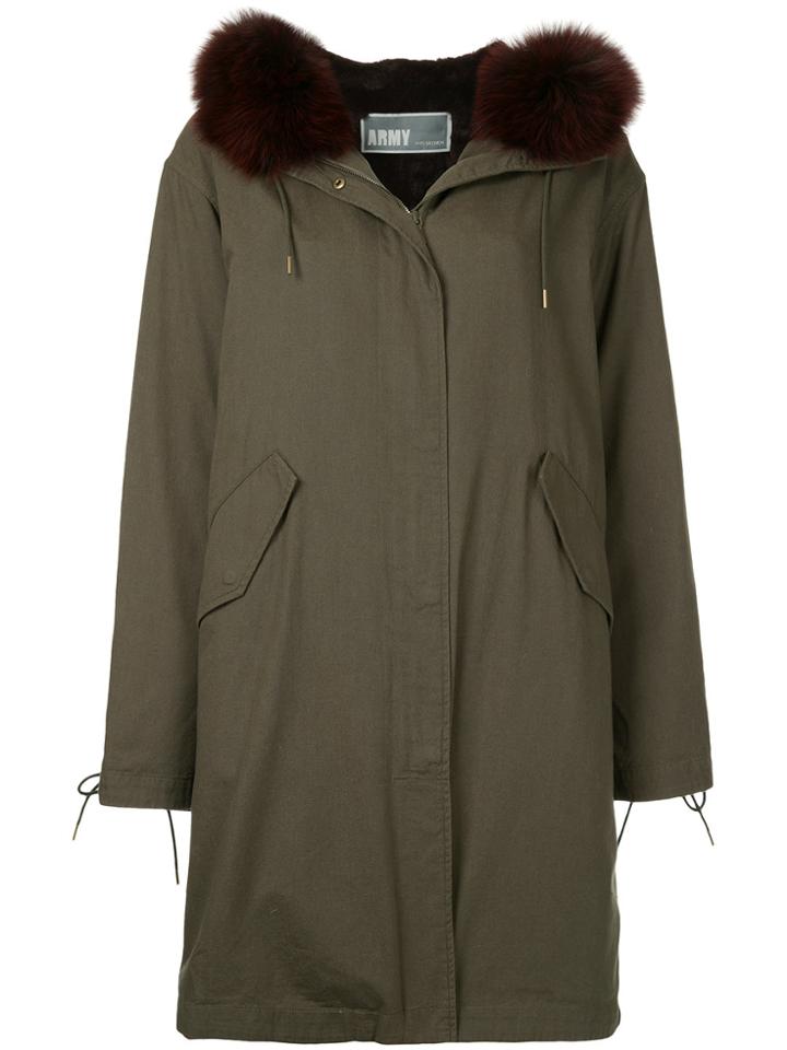 Army Yves Salomon Zip-up Parka - Green
