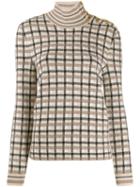 Paco Rabanne Check Roll-neck Jumper - Neutrals
